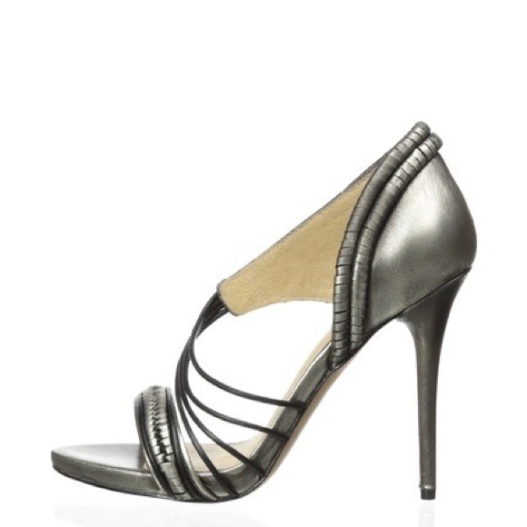 L.A.M.B. Karoline Gunmetal Leather Women’s High Heel Sandals - Picture 3 of 14